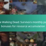The Walking Dead: Survivors monthly pass bonuses for resource accumulation